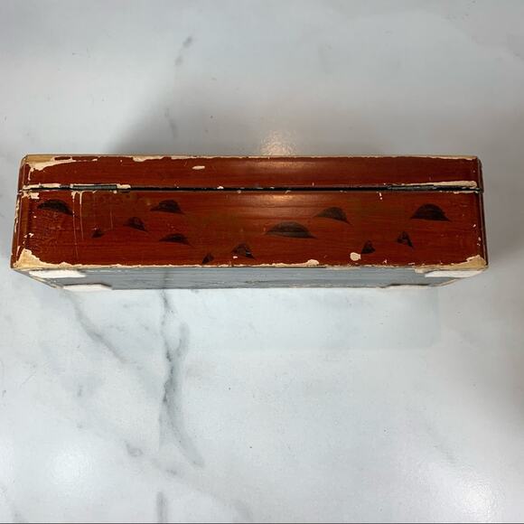 Antique Handpainted Wood Box 10.5 x 4 x 2.5" - Picture 2 of 6